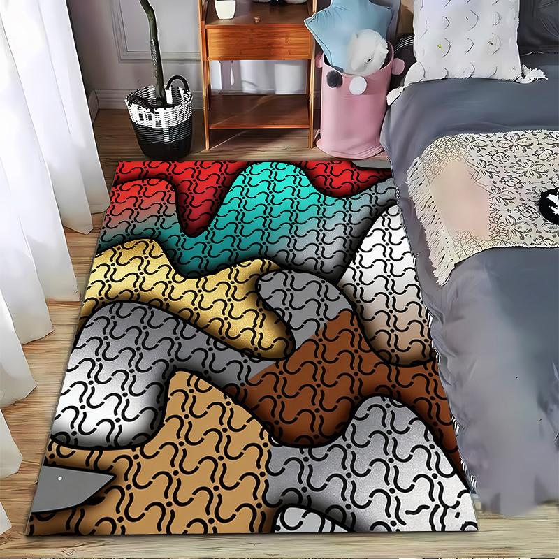 Colorful Abstract Pattern Carpet, Multicolor Wave Design Rug for Home Suitable for use as an anti-slip for living room bedroom sofas