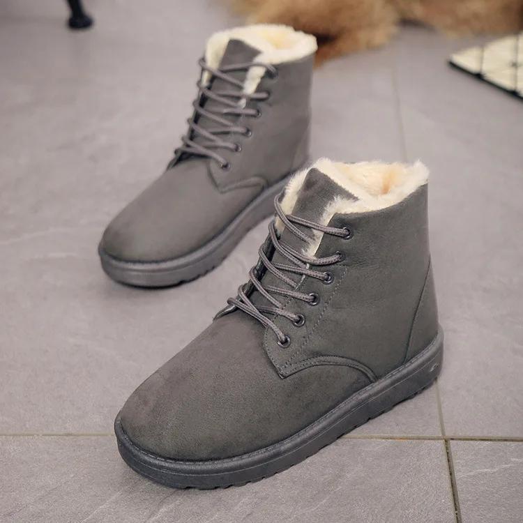 Новые женские зимние ботинки для снега, женские теплые ботинки на шнуровке, на платформе, с мехом, большие размеры, плоские туфли, нескользящие ботильоны, ботинки Zapatos Botas