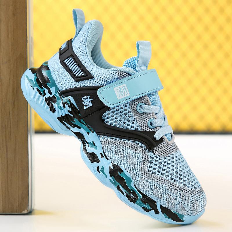 28-40 Детские Большие Размеры Модные Толстые Подошвы Fly Woven Камуфляжные Кроссовки Для Бега Спортивная и Повседневная Обувь