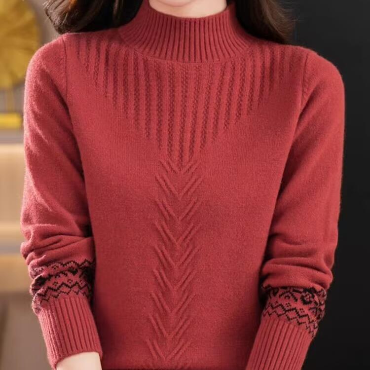 Women's Half Turtleneck New Autumn and Winter Small Short Sweater Thick Knitted Base Shirt