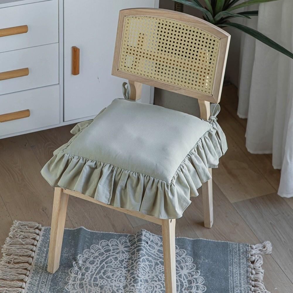 Soft Ruffled Chair Cover with Ties Chair Slipcover Minimalist Seat Protector Dining Chair
