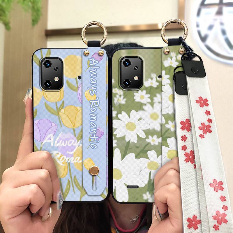 Oil Painting Flower Phone Case For UMIDIGI Bison X20 Wristband Wrist Strap Kickstand Soft Case Ring Protective Durable