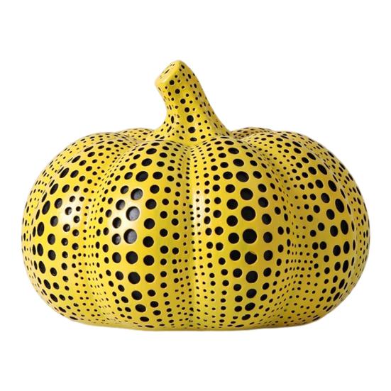 Статуэтка тыквы в желтый горошек Мини-скульптура из смолы тыквы Фигурка тыквы в горошек Главная