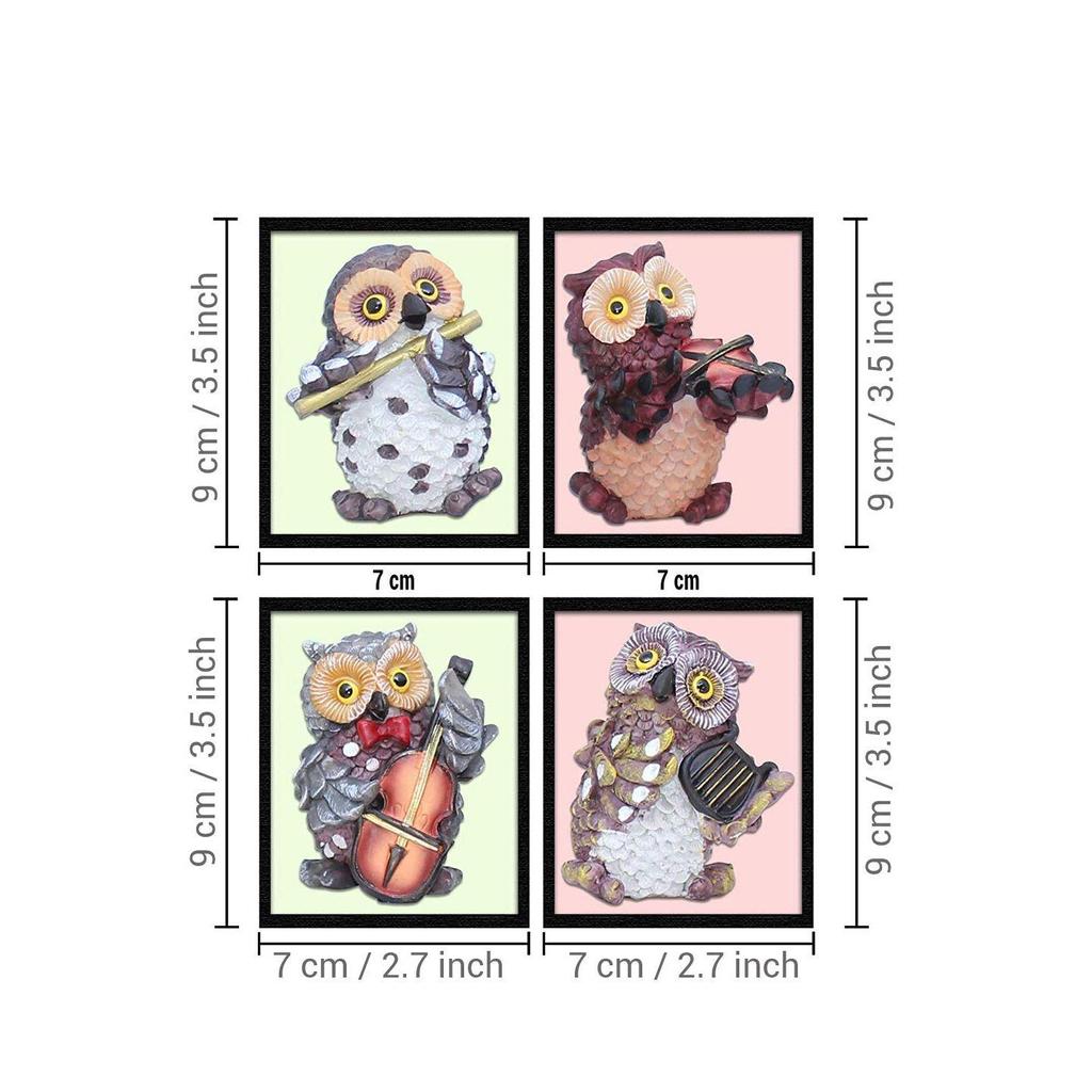 Набор из 4 сов, играющих на музыкальных инструментах, демонстрационные фигурки, садовые статуи, предметы декора для дома, уличные украшения (многокрасочный)