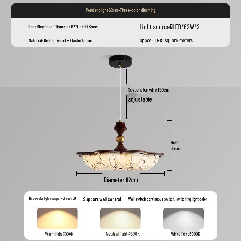 Китайская люстра эпохи Сун: Ретро Ткань и Дерево Грецкого Ореха Зенитный Потолочный Светильник