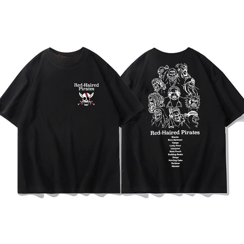 Japanese ONE PIECE Joint Clothes Tshirt Unisexs Summer Shortsleeved TwodiUnisexsional Animation Luffy Loose Halfsleeved Tide