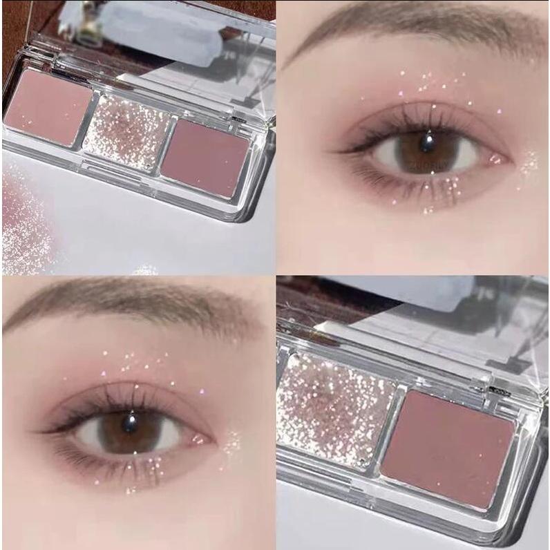 Трехцветный набор теней для век с жемчугом и блестками, матовая роза, темно-серый, зеленый, блестящие тени для век, стойкая пигментная косметика