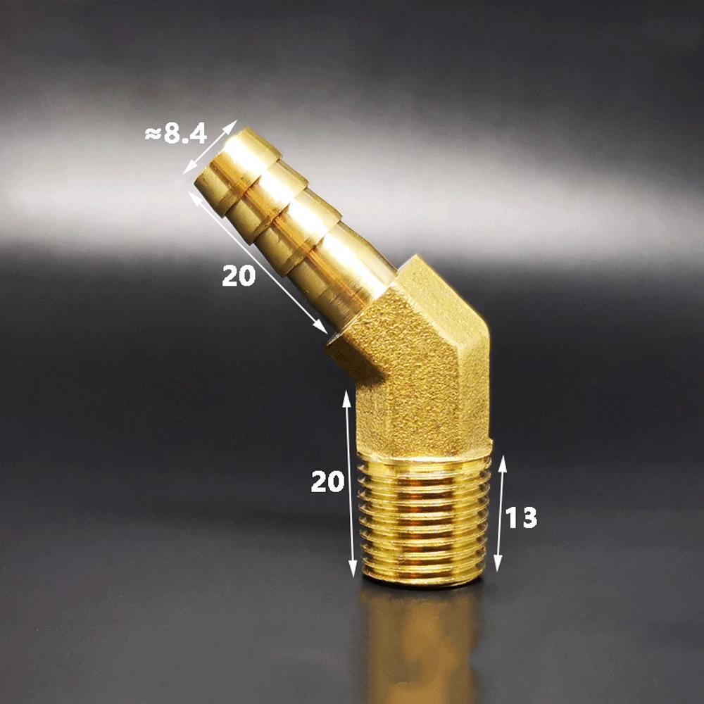 1/8" 1/4" BSPT Наружная резьба x 8 10 12 мм Штуцер для шланга Угольник 45 градусов Латунный фитинг-переходник Соединитель Штуцер для шланга Вода Газ Масло