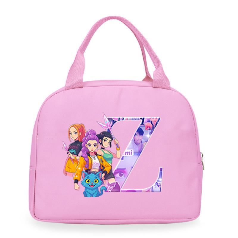Trend Kpop Anime Cartoon Peripheral 26 Letter Printing Bento Bag Commuter Portable Lunch Box Bag
