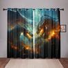 Яркие шторы с драконом, 2 панели, 3D-принт, солнцезащитные шторы, синее золото, пламя, мистическая спальня, декор для гостиной в стиле фэнтези
