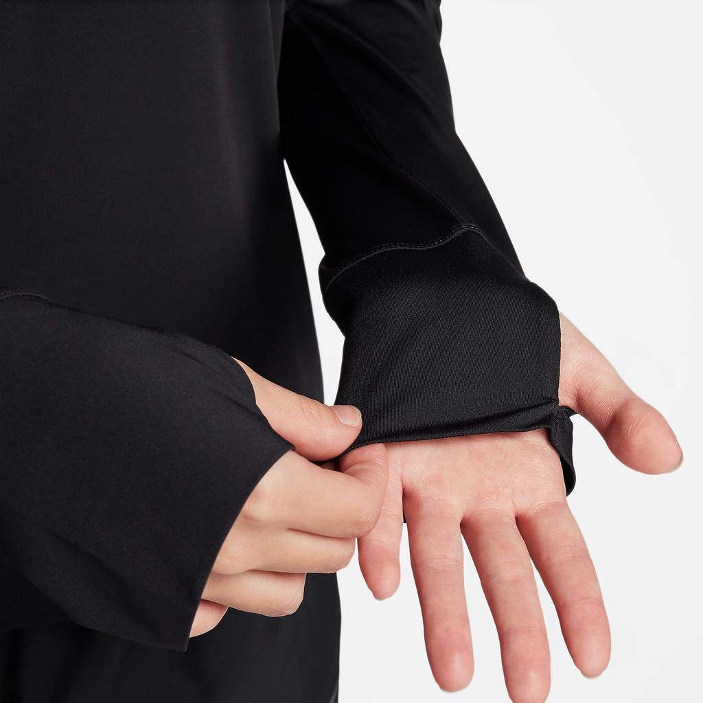 Nike Однотонный свитер с круглым вырезом, повседневная футболка с длинным рукавом, женские топы, черный цвет FN2802-010