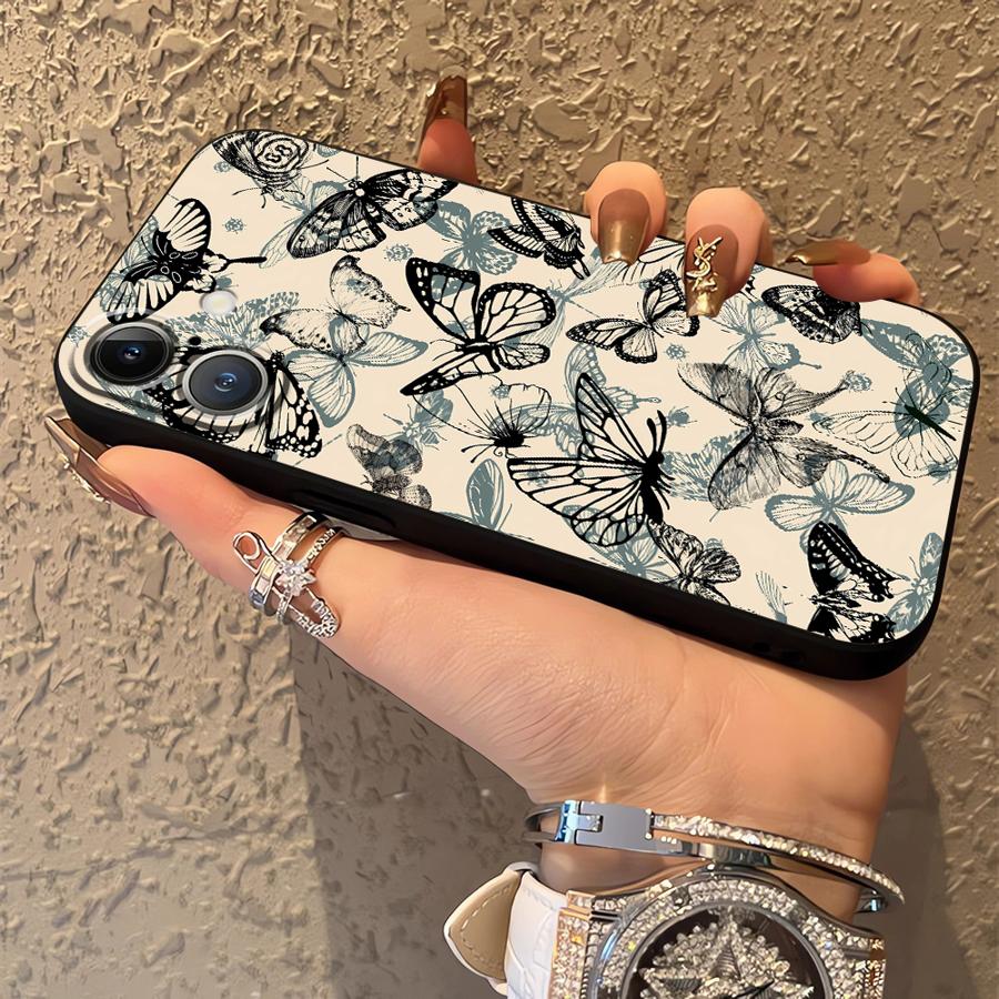 Чехол для Apple iPhone 17 Pro Max 12 11 16 14 13 XR XS MAX Air 15 Pro 7 8 Funda Чехол для телефона Ретро Бабочка Цветок