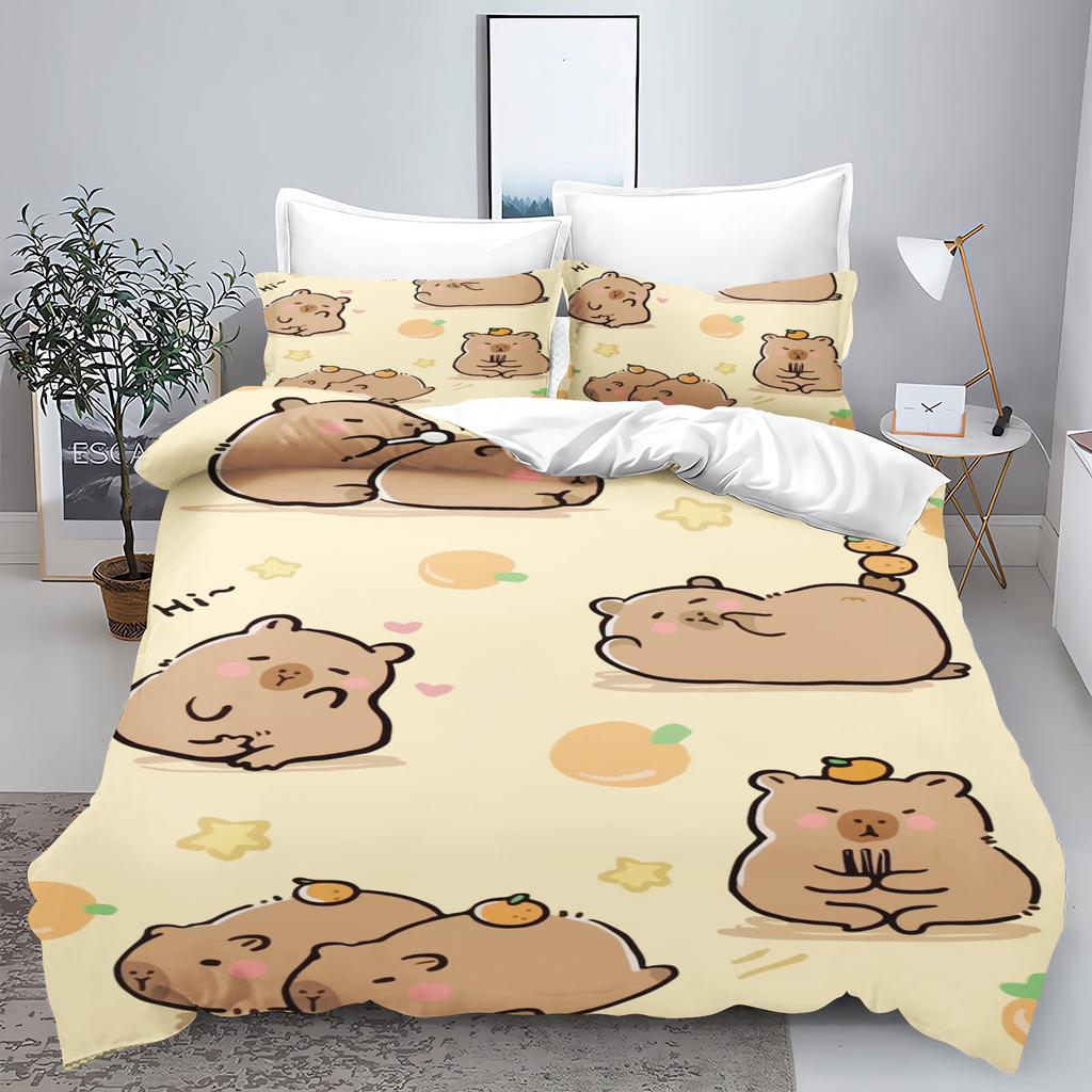 Новый комплект постельного белья с 3D-принтом в виде животных Kawaii Capybara для мальчиков и девочек Twin Queen Size, пододеяльник, наволочка, детская кровать, домашний текстиль для взрослых
