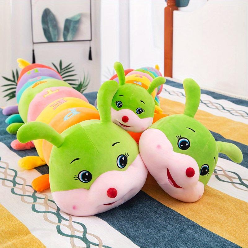 Красочный плюш для игрушки CATERPILLAR, Мягкая декоративная подушка-кукла из полиэстера, Креативный дизайн длинной полосатой гусеницы, Забавные, Мягкие буквы