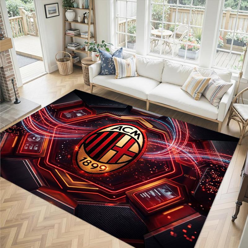 Дизайн AC Milan Кристальный Велюровый Ковер Уютный Не?Нескользящий ковер с принтом для спальни, гостиной, прихожей