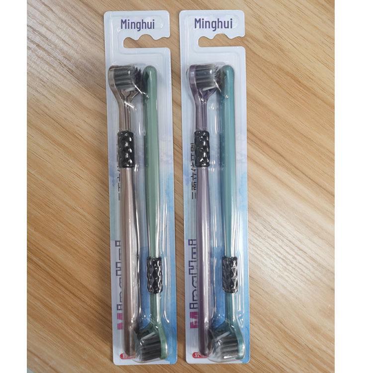 «Трехсторонняя зубная щетка с мягкой щетиной для взрослых – широкая головка с защитой десен, премиальный дизайн с тремя головками»