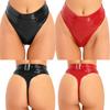 Women's Thong Wet Look Patent Leather Rave Bottoms Shiny High Waisted Panties for Festival Clubwear Dancing