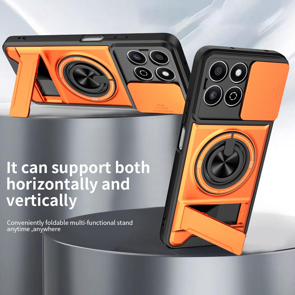 KEYSION Магнитный чехол для телефона для HONOR X7d 4G 5G Защита камеры со сдвижной крышкой Вертикальная подставка Ударопрочный чехол для Honor 400 Smart 5G