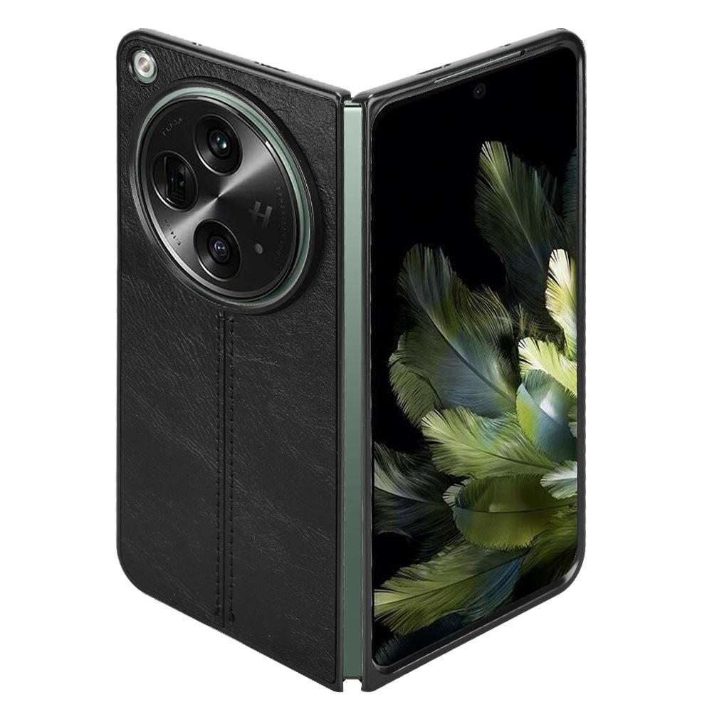 Для OnePlus Open Чехол Противоударный Текстура коровьей кожи ПУ+ПК Чехол для телефона