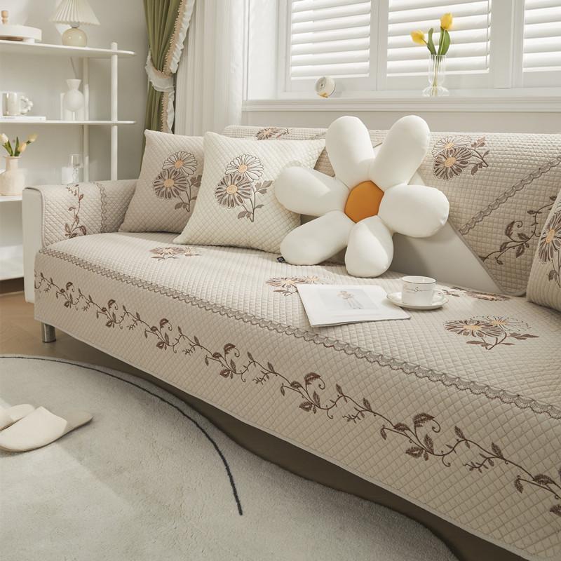 Ткань Four Seasons, хлопковая подушка для дивана с вышивкой, современная простая комбинированная противоскользящая диванная подушка, полотенце