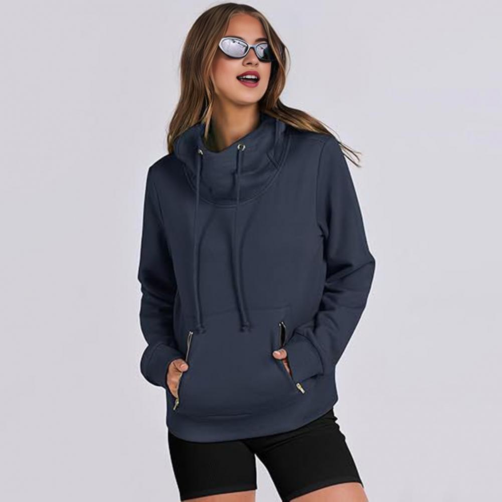Толстовка Lady Dall Winter Hoodie с карманами на молнии, эластичными манжетами, однотонным шнурком, длинными рукавами, в стиле преппи, с капюшоном, спортивная, Fitne
