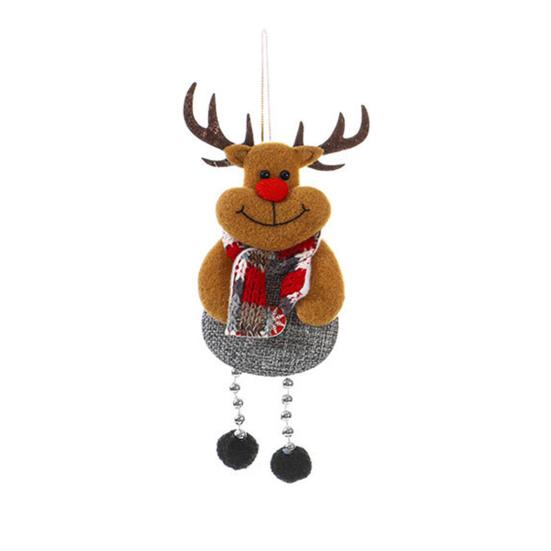 Christmas Hanging Decoration Reindeer Cloth 3D Santa Claus Snowman Bear Doll Pompom Leg Cute Handmade