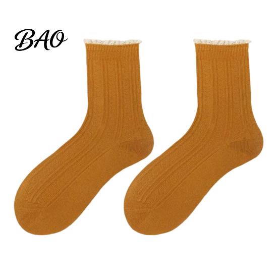 Lazy Pleat Style Socks Ruffle Crew for Women, Cotton Frilly Lace Socks, Soft Breathable Casual Skirts Ankles Daily Wear And Fashionable Layering