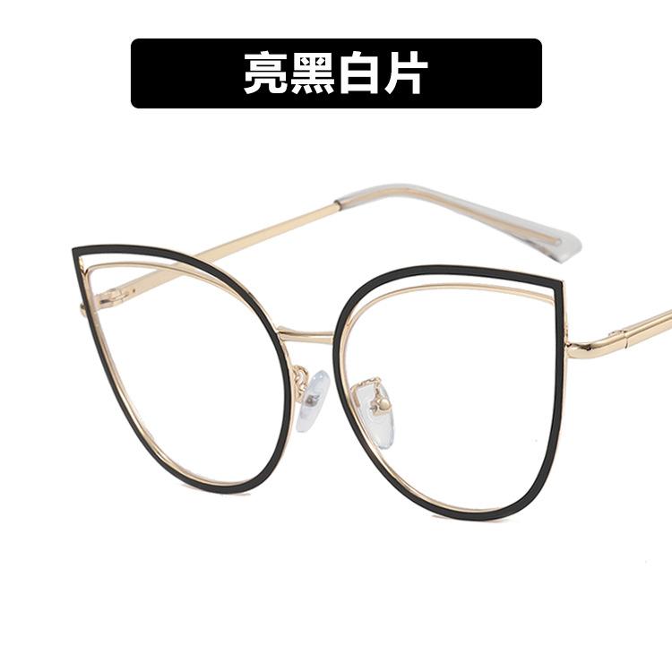Anti-blue light hollow cat's eye metal glasses frame, new flat glasses, fashionable and retro, can be matched with myopia