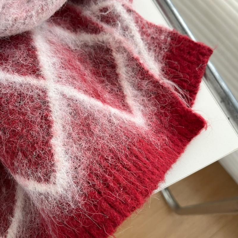 Womens Wool Blend Knit Scarf Winter Warm Thick Patterned Shawl Elegant Chic Accessory