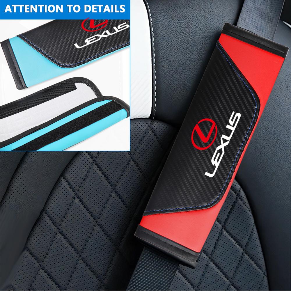 Interior Stickers 2Pcs Leather Car Cotton Seat Belt Pads Safety Shoulder Mat Accessories For Lexus LS LC IS350 ES300h ES300 IS25