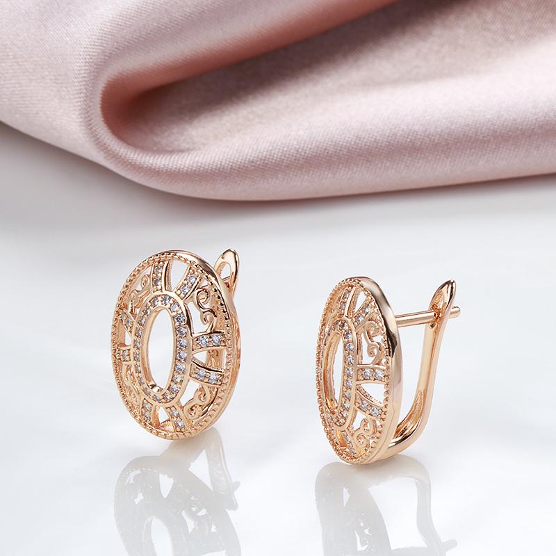 Овальные полые серьги с цирконием золотого цвета для женщин, свадебные украшения в этническом стиле, винтажные аксессуары