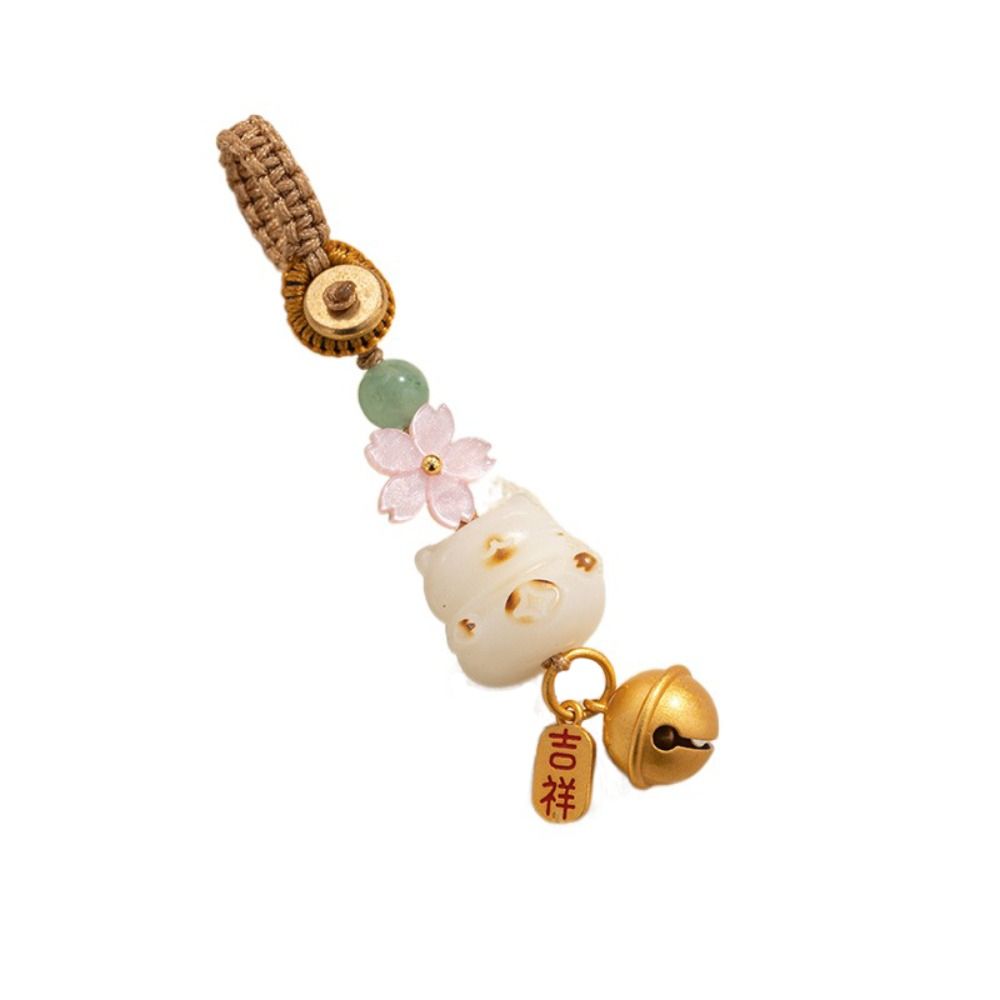Chinese Style Lucky Bodhi Root Keychain Resin Cat's Paw Pendant Personality Car Key