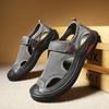 Men's Tide Summer New Style Leather Toe Cap Outdoor Leisure Sports Hollow Breathable Sandals Beach Shoes Handmade Mesh Men Shoes