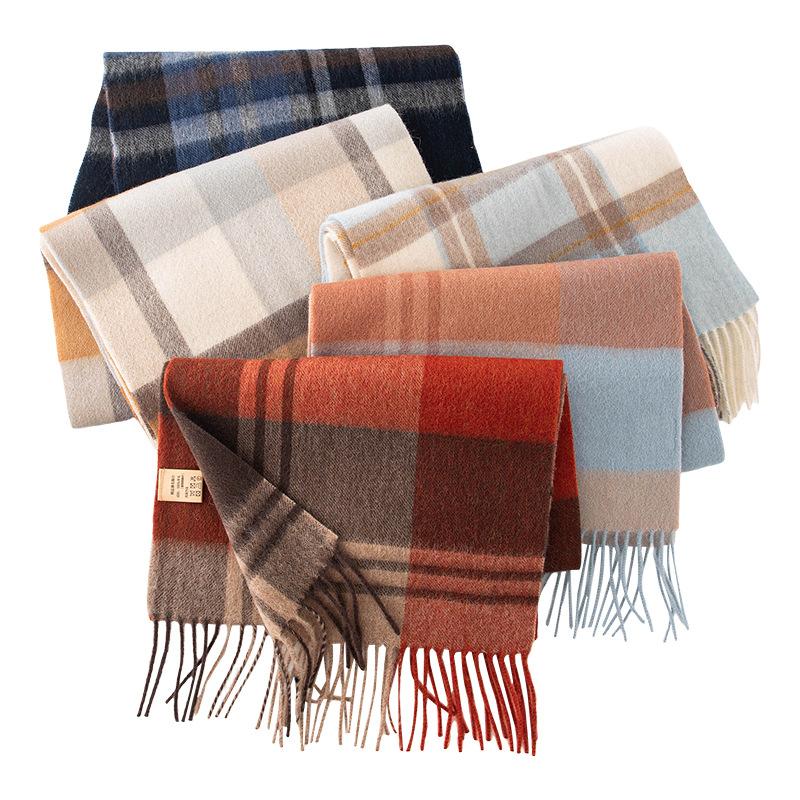 Wool Scarf Unisex Versatile and Soft Autumn and Winter Plaid Shawl Thickened Warm and Long Scarf