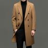 Двубортное шерстяное пальто мужское шерстяное с воротником средней длины подкладка из меха кролика зимнее пальто ветровка из утолщенной шерсти