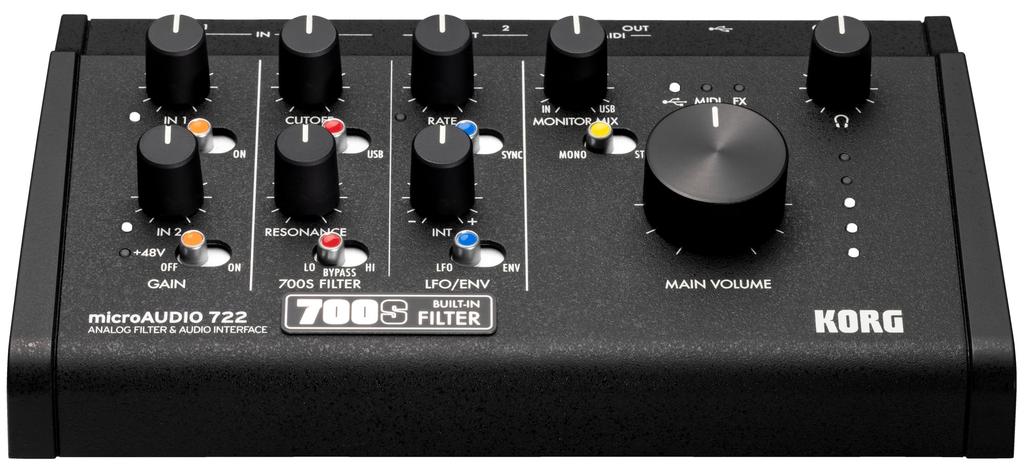 KORG microAUDIO 722 Analog Filter Audio Input and 192kHz MIDI Music Production Software Live Vintage Analog Filter & Interface, 2-Channel (XLR Combo)