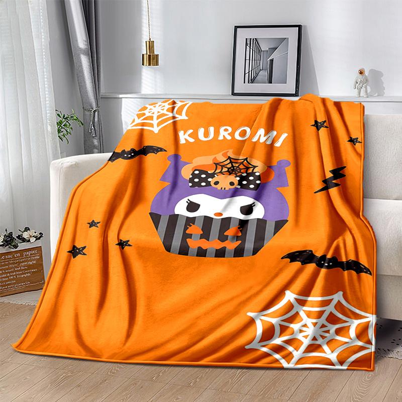 1pc Halloween Kuromi Cartoon Blanket, Seasonal Home Decor Gift for Fans, Soft Throw Blanket for Couch, Living Room, Travel, Camping, Car Blankets, Bea