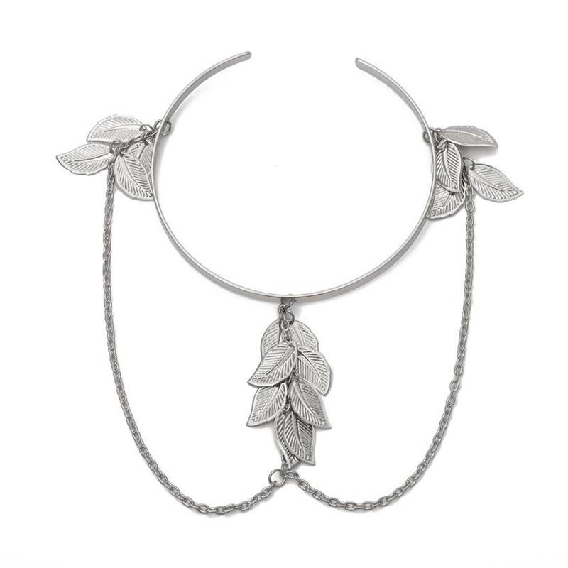Boho Retro Leaves Upper Cuff Bangle Armband Arm Slave Chain Bracelet Jewelry