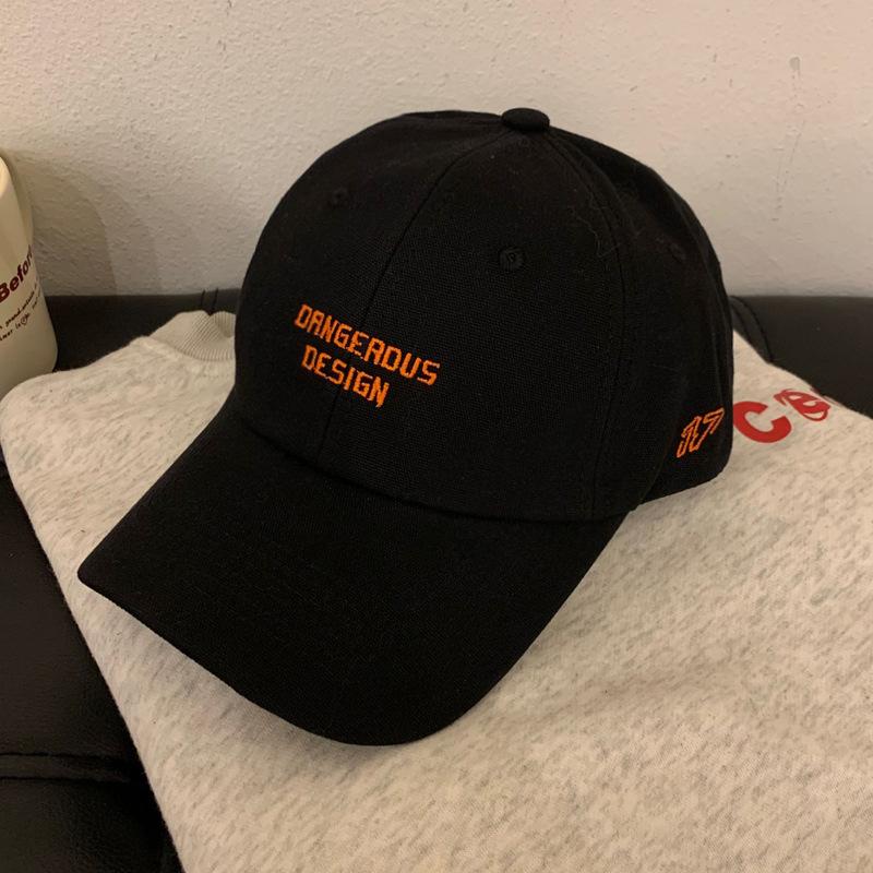 Big brim cap Baseball cap Women's spring and summer versatile embroidery shows small face Wide curved brim cap Men's tide