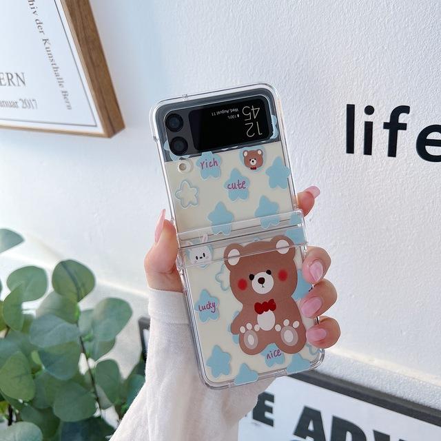 Для Samsung Galaxy Z Flip 4 3 чехол с милой мультяшной росписью, красочный прозрачный складной противоударный защитный чехол, аксессуары