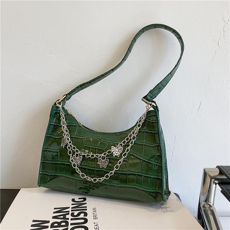 Yogodlns Роскошная сумка через плечо с узором аллигатора для женщин, цепочки-бабочки, сумки подмышки, модная женская сумка подмышками