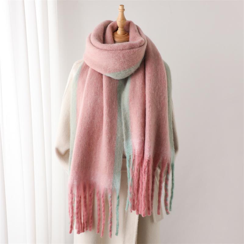 Imitation Cashmere Warm Shawl Scarf Men And Women Versatile Color Matching Gradual Change Fringed Circle Yarn Scarf