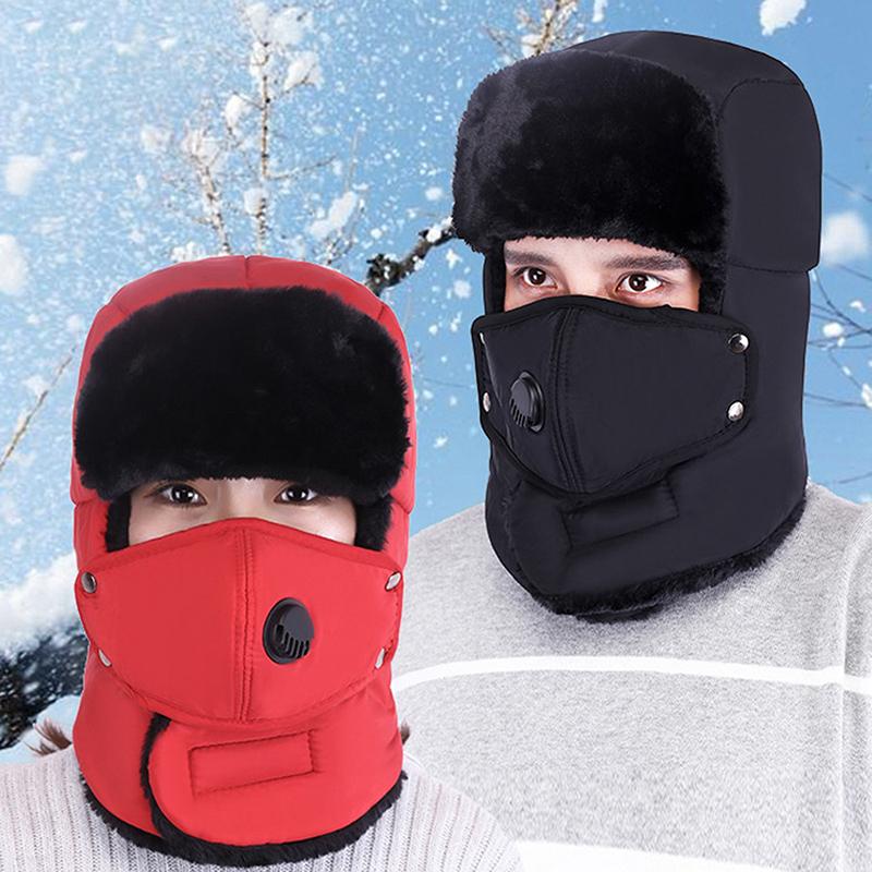 Warm Cap Winter Fashion Men Women Hats Windproof Thermal Fleece Bomber Hat Hooded Neck Warmer Hiking Scarves Snow Ski Hat