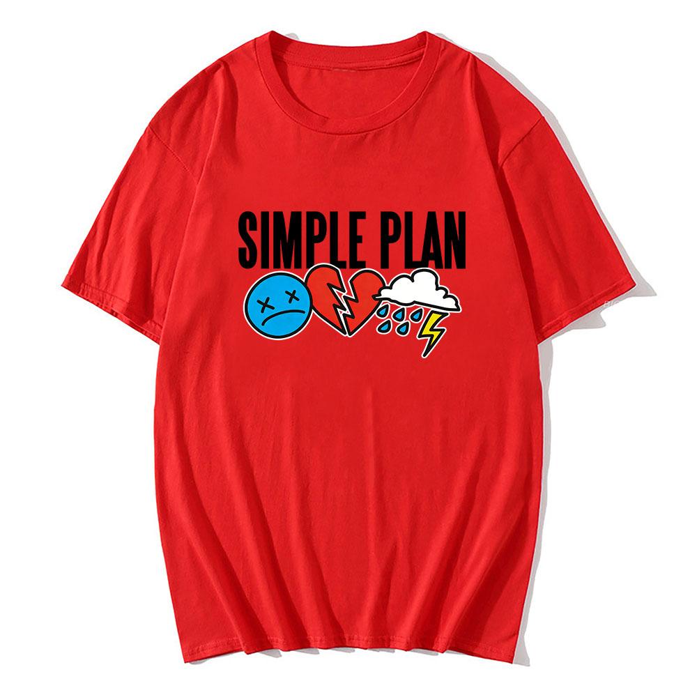 Оригинальная футболка с логотипом из 3 иконок группы SIMPLE PLAN, принт, короткий рукав, хлопок, летняя, с круглым вырезом, унисекс, уличная одежда, топ