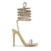 Sexy Peep Toe Women's Stiletto Sandals Luxury Square Head Rhinestone Thin Band Strap Comfort Slim High-Heel Party Shoes