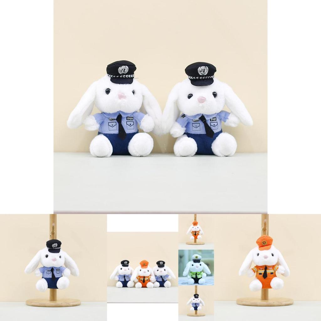 Adorable Plush Police Rabbit Keychain Soft Stuffed Animal For Kids 13cm