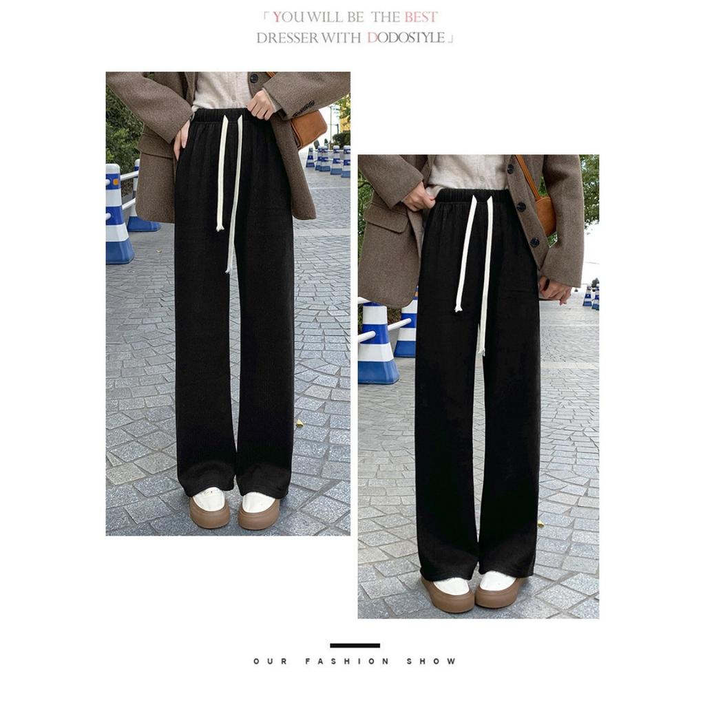 Плюшевые, Вязаные брюки, Женские брюки, Плюшевые, Утепленные, Брюки с высокой талией, Свободные, Повседневные брюки, Брюки прямого кроя, Брюки широкого кроя