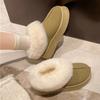 Женские плюшевые теплые ботильоны на толстой подошве, повседневные зимние ботинки на открытом воздухе, без застежек 2024 года, нескользящие плоские хлопковые туфли с меховым дизайном Zapatos