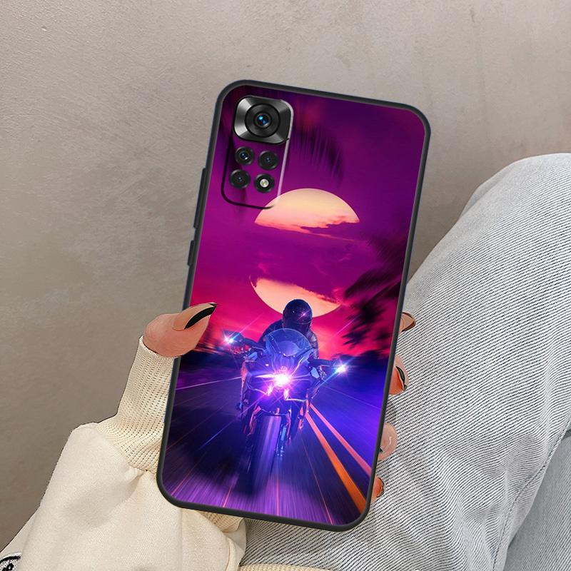 Неоновое искусство с мотоциклом Для Xiaomi Redmi Note 13 9 10 11 12 14 15 Pro Plus Чехол-обложка Для Redmi 14C 10C 12C 13C 15C