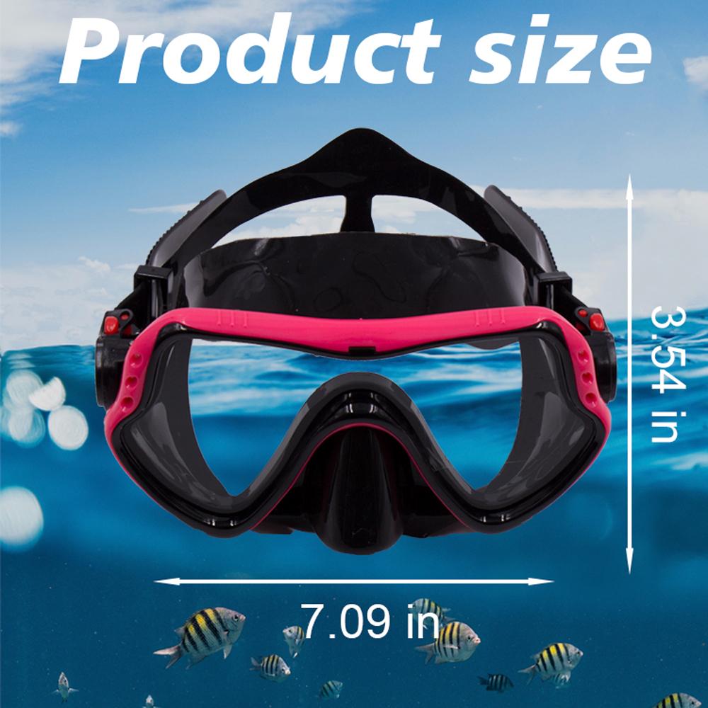 Diving Mask Swimming Goggles Scuba Snorkel Silicone Skirt Tempered Glass Panoramic HD for Adult Youth Anti-Fog with Nose Cover